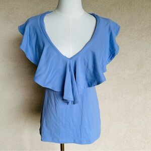Susan Monaco Sweet Lavender Ruffle Blouse Sz M NWT